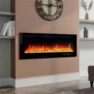 60 Inch Insert Electric Fireplace Heater Wall Mounted Electric Fireplace 1500w Black