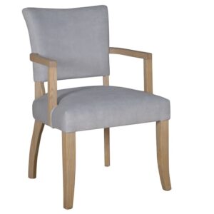 Epping Velvet Armchair In Light Grey With Solid Wooden Legs