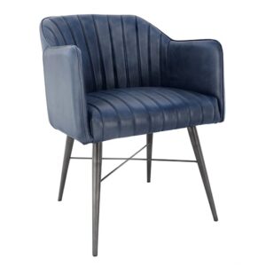 Pathein Faux Leather Armchair Blue With Black Legs