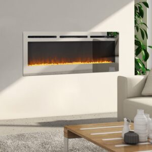 Mirror Coloured Electric Fireplace Wall Mounted 12 Flame Colour Heater