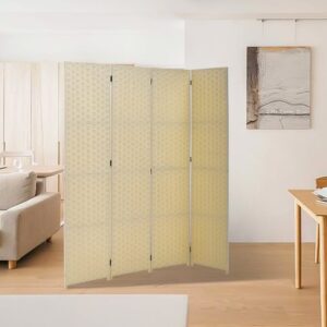 2 Style Bamboo Woven 4-Panel Folding Room Divider