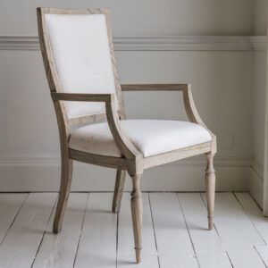 Mestiza Wooden Armchair With Linen Seat In Natural