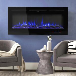 40 Inch Electric Fireplaces Wall Mounted 5120 BTU Heater with Installation Kit