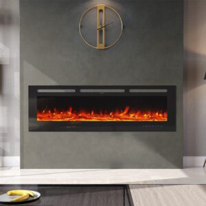 70/80 Inch Inset Electric Fireplace Built-In Heater with 9 Flame Colour