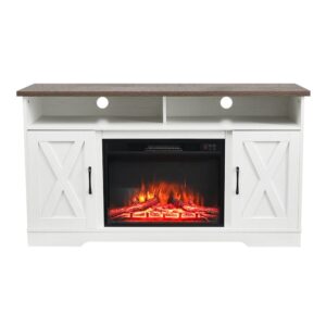 138cm W Recessed Electric Fireplace TV Stand with Timer and Remote
