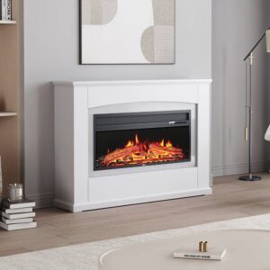 34 Inch Electric Fireplace Suite 1800W with Ambient Light