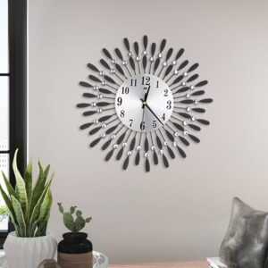 3D Silent Drop Shape Metal Wall Clock with Crystal Wall Decoration