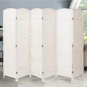 4/6 White Wooden Panels Folding Room Divider Partition Slat Privacy Screen