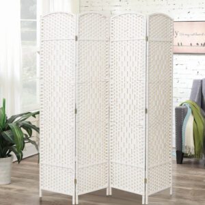 4/6 White Wooden Panels Folding Room Divider Partition Slat Privacy Screen