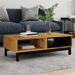 Reggio Solid Pine Wood Coffee Table With 2 Shelves In Oak