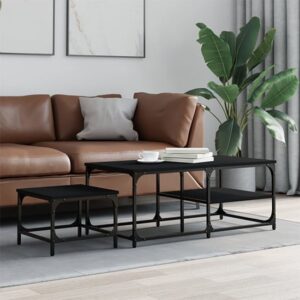 Rivas Set Of 2 Wooden Coffee Tables In Black
