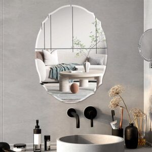 60cm H Ellipse Wall Mounted Mirror with Beveled Edge