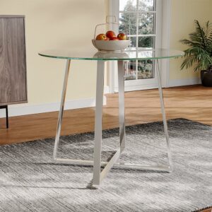 Round Dining Table 90cm Metal Based Glass Coffee Table