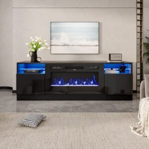 178cm W 5000BTU Recessed 36 Inch Electric Fireplace TV Stand with Closed Storage 3 Flame Colours
