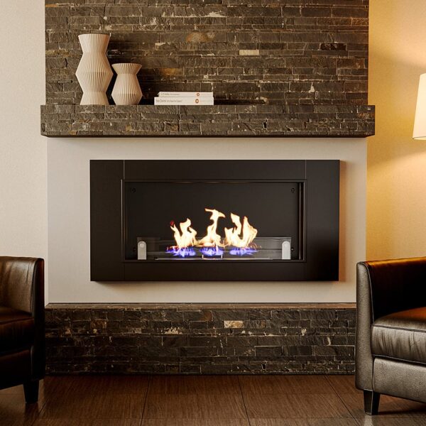 43 Inch Wall Fireplace Black Surface Clean Burner