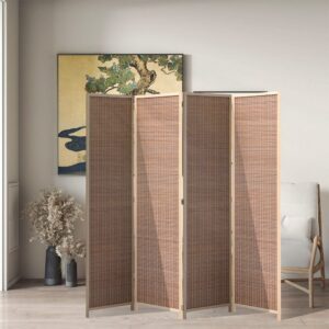 5ft W x 5ft H 2 Style Bamboo Woven 4-Panel Folding Room Divider