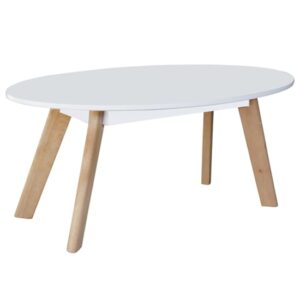Benecia Wooden Coffee Table Oval In White