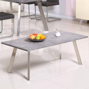 Candie Wooden Coffee Table With Steel Legs In Concrete Effect
