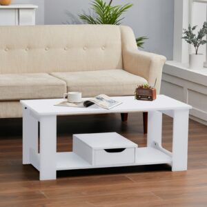Wooden End Table Coffee Table with 1 Drawer Storage Unit