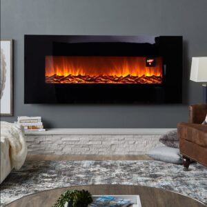 50 Inch Wall Mounted Electric Fireplaces with Logs 1800W Electric Fireplace