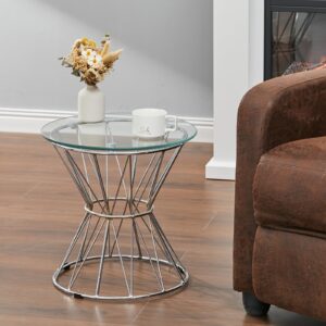 Round End Table Coffee Table Gold/Silver Based Side Table