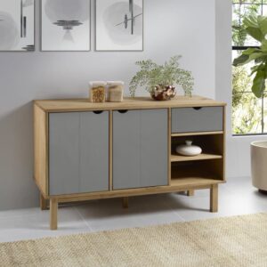 Harrow Wooden Sideboard With 2 Doors 1 Drawer In Grey Brown