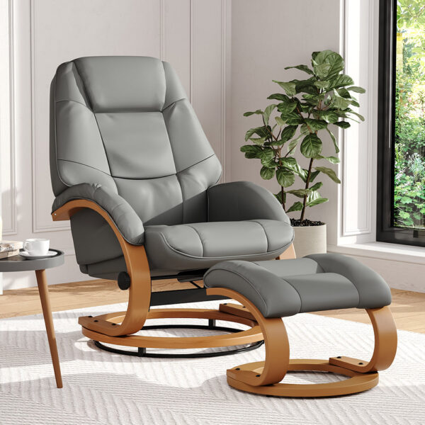 103.5cm High Back PU Leather Recliner Armchair with Footstool