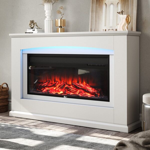 120cm W Electric Fireplace Suite 1800W with Ambient Light 7 LED Colours