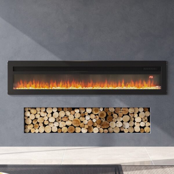 40/50/60 Inch Black/White Electric Fireplace 1800W Wall Mounted Heater With Installation Kit