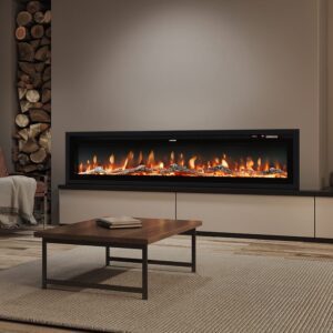 40/50/60 Inch Electric Fireplace 9 Colour LED Flame Effect Heater With Remote Control