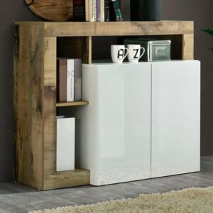 Hanmer High Gloss Sideboard With 2 Doors In White And Pero