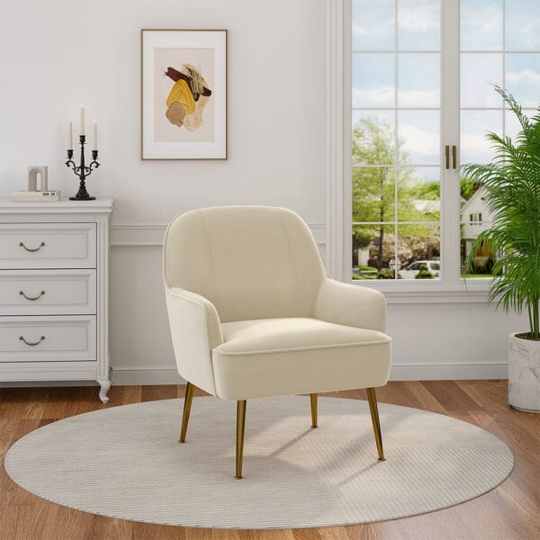 Leisure Velvet Armchair with Gold-plated Metal Legs