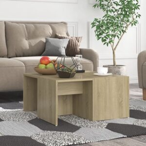 Leonia Square Wooden Coffee Tables In Sonoma Oak