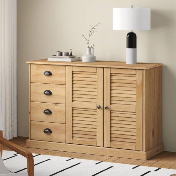 Vidor Wooden Sideboard With 2 Doors 4 Drawers In Brown