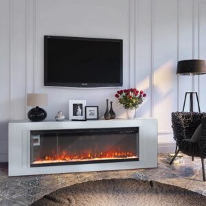 40/50 inch Wall Mounted Fireplaces 3 in 1 Electric Fireplace 9 Flame Colours and 5 Brightness Modes