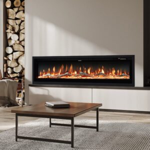 40/50/60/70/80 Inch Electric Fireplace 9 Colour LED Flame Effect Heater With Remote Control