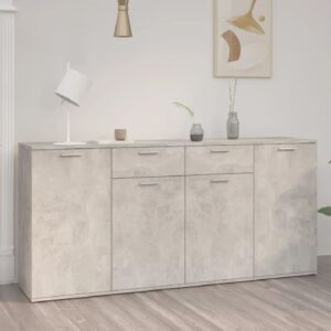 Calhoun Wooden Sideboard With 4 Doors 2 Drawers In Concrete Grey