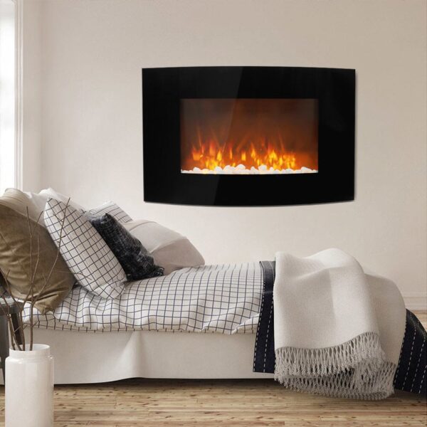 Smallbee 35 Inch Curved Screen Electric Fireplace Realistic 1800W Fire Effect Heater