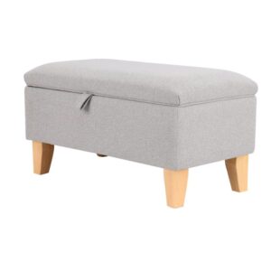 Linen Upholstered Storage Ottoman Footstool