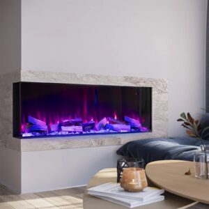 3-Sided Panoramic Smart Electric Fireplace with Customizable Flame & Heating Control