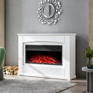 39/48Inch W Electric Fireplace Suite 1800W with Ambient Light 7 LED Colours