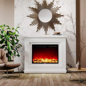 39/48Inch W Electric Fireplace Suite 1800W with Ambient Light 7 LED Colours