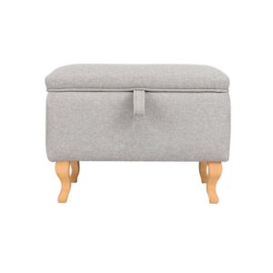 Linen Upholstered Storage Ottoman Footstool