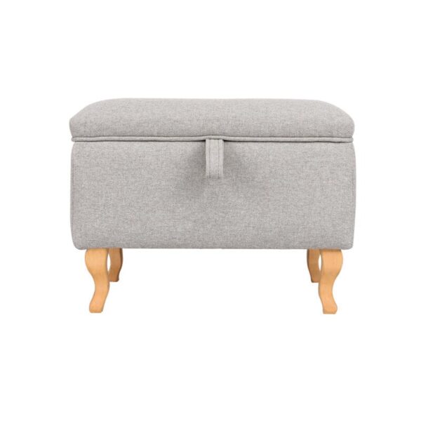 Linen Upholstered Storage Ottoman Footstool