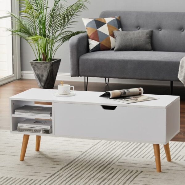 Modern Wooden Lift Top Coffee Table with Storage Living Room