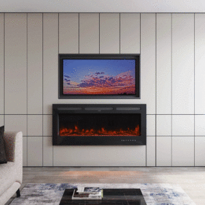 Smallbee Modern LED Wall Mounted/ Recessed Electric Fireplace