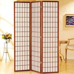 3-Panel Solid Wood Folding Room Divider Screen Coffee