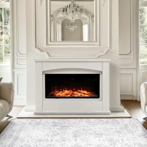 39/48Inch W Electric Fireplace Suite 1800W with Ambient Light 7 LED Colours