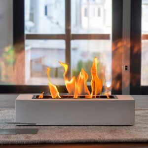 Concrete Rectangle Bio-Ethanol Outdoor Tabletop Fireplace