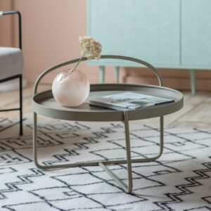 Marbury Round Metal Coffee Table In Latte